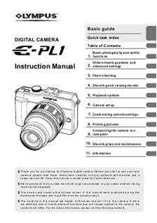 Olympus E PL1 manual. Camera Instructions.